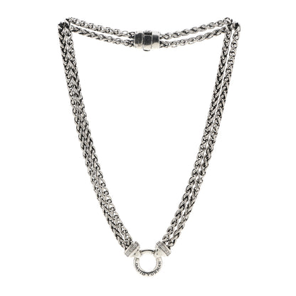 David Yurman Sterling Silver Diamond 18mm Double Wheat Chain Necklace 3 of 4