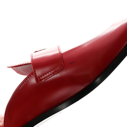 Prada Spazzolato Metal Triangle Logo 25mm Loafer Mules 38 Scarlatto 8 of 9