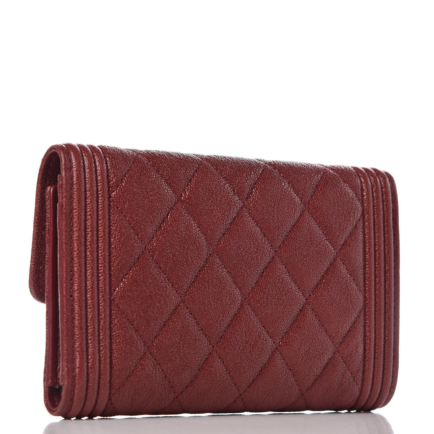Chanel Caviar Quilted Medium Boy Flap Wallet Burgundy 3 of 9