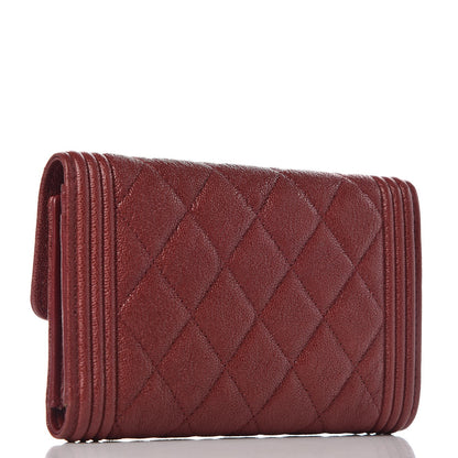 Chanel Caviar Quilted Medium Boy Flap Wallet Burgundy 3 of 9