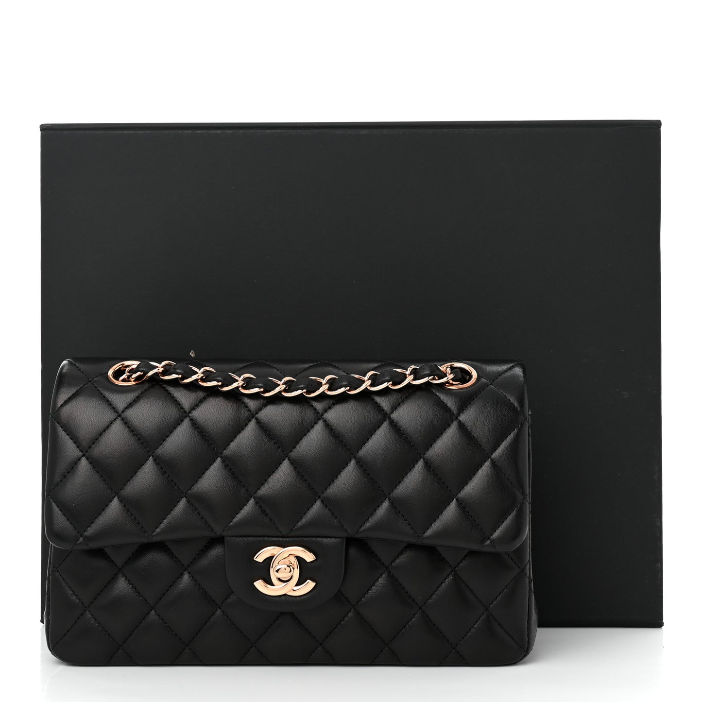 Lambskin Quilted Small Double Flap Black