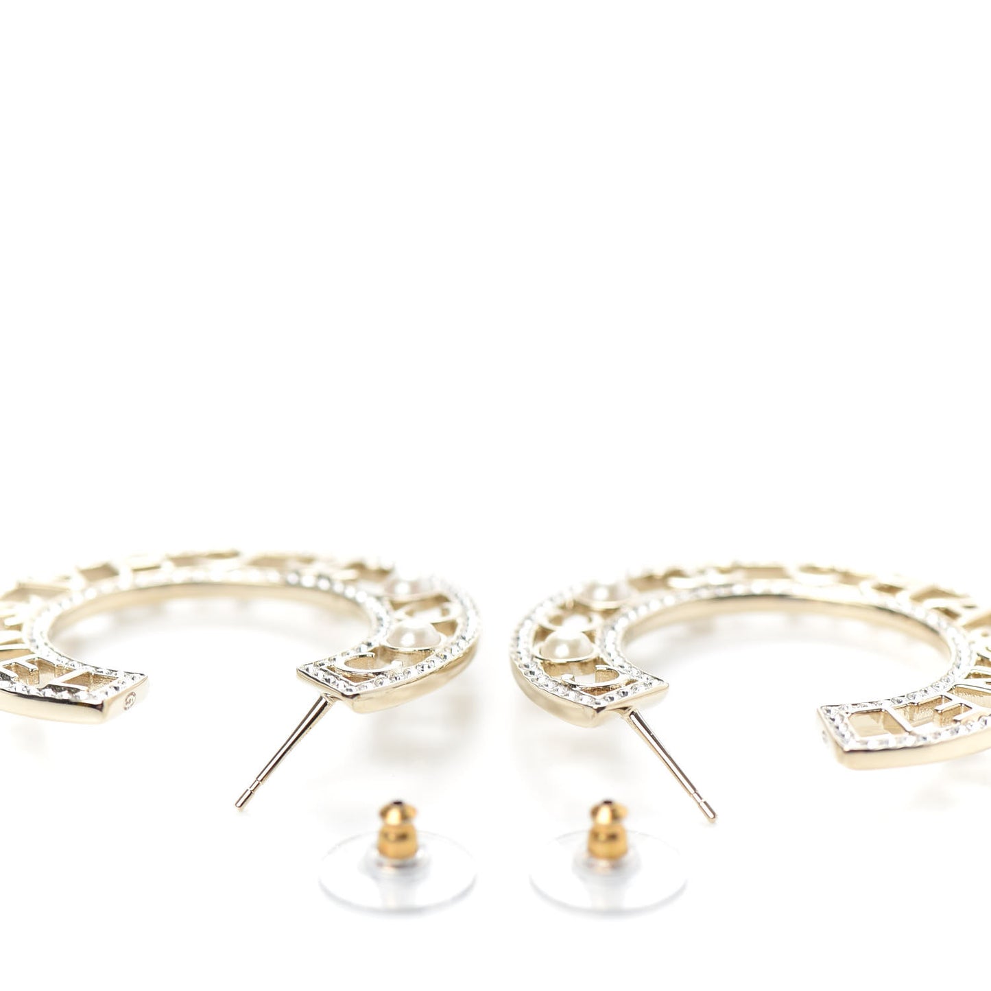 Crystal Pearl Bow-tiful CC Hoop Earrings Gold