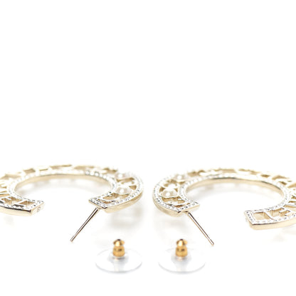 Chanel Crystal Pearl Bow-tiful CC Hoop Earrings Gold 3 of 4