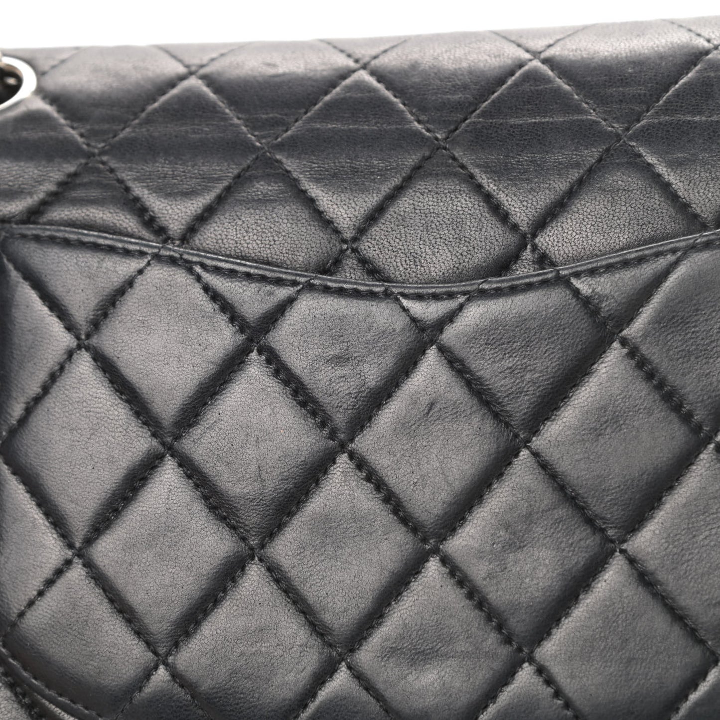 Lambskin Quilted Medium Double Flap Black