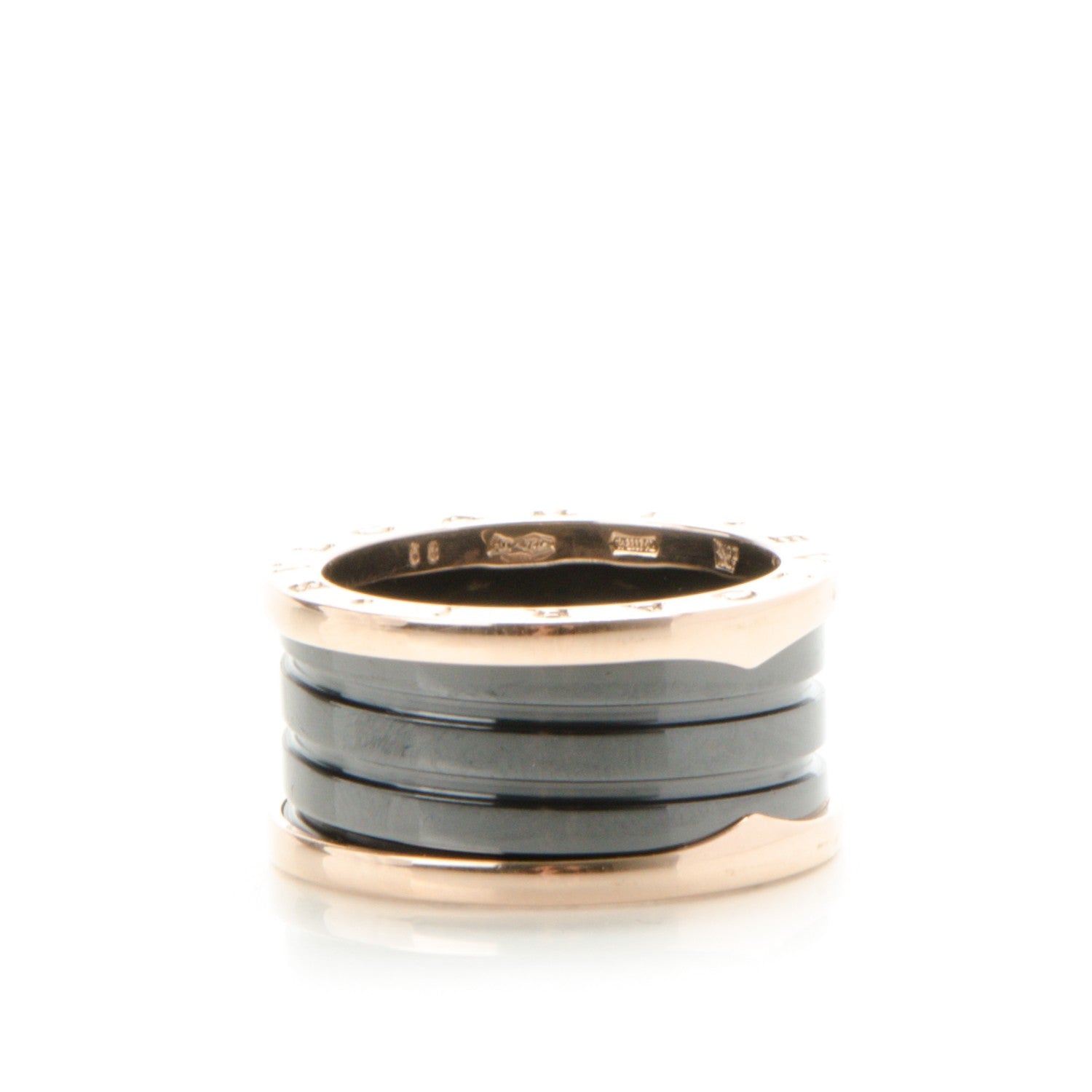 Bulgari 18K Rose Gold Black Ceramic B.Zero1 Four-Band Ring 58 8.5