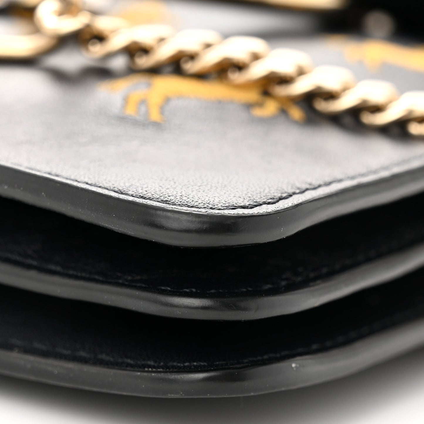 Smooth Calfskin Little Horses Embroidered Mini Faye Bracelet Bag Black