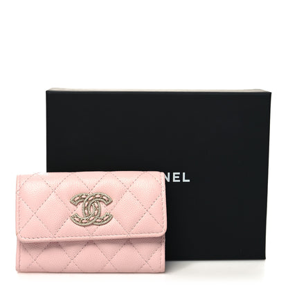 Chanel Caviar Quilted Crystal CC Flap Card Holder Pink 10 of 10