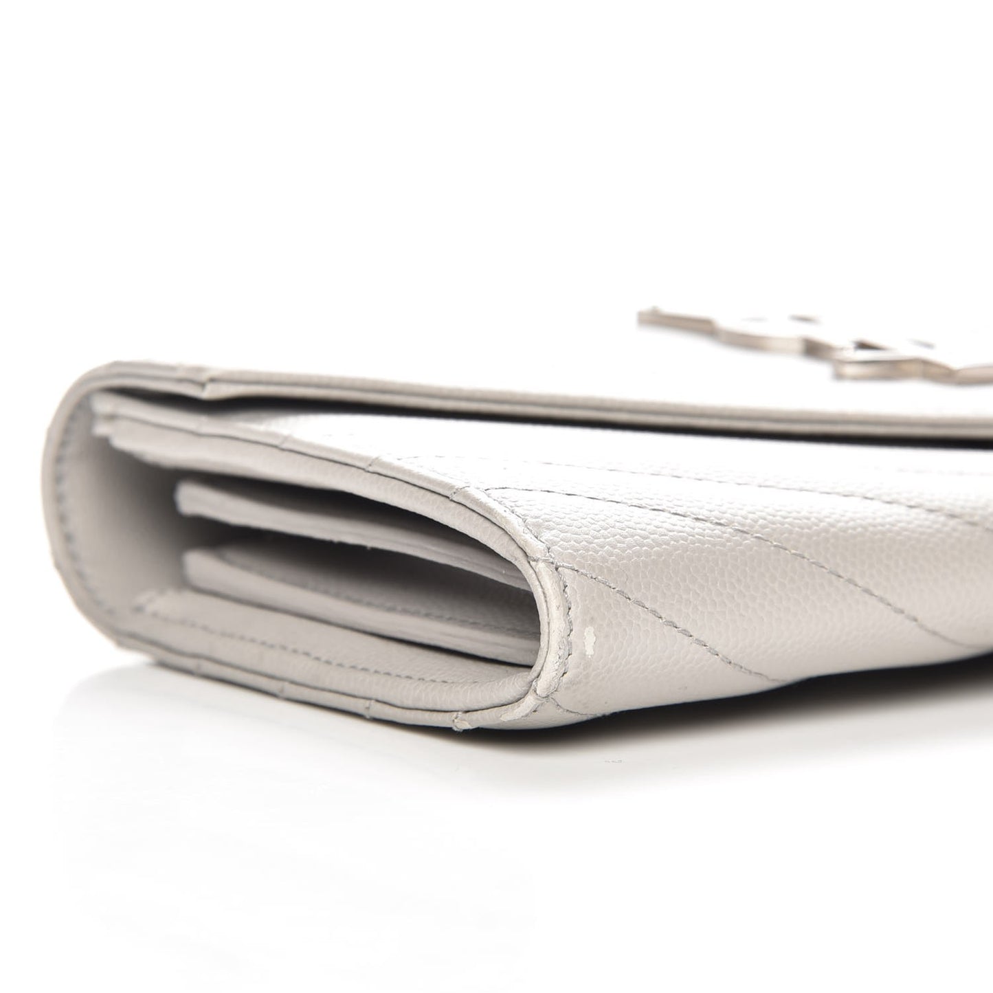 Grain De Poudre Matelasse Monogram Flap Wallet Light Grey