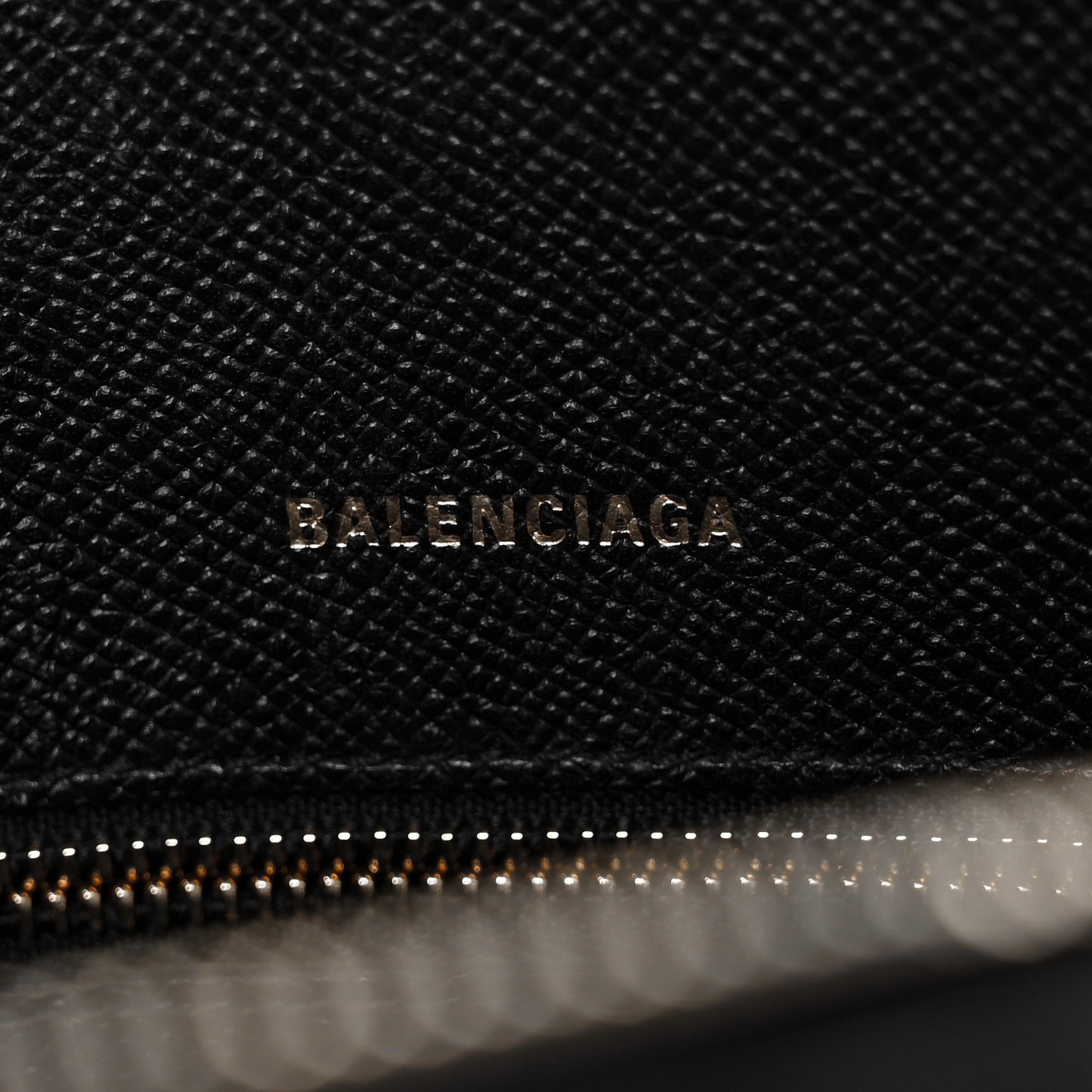 Signature Grained Calfskin Logo S Ville Top Handle Bag Black