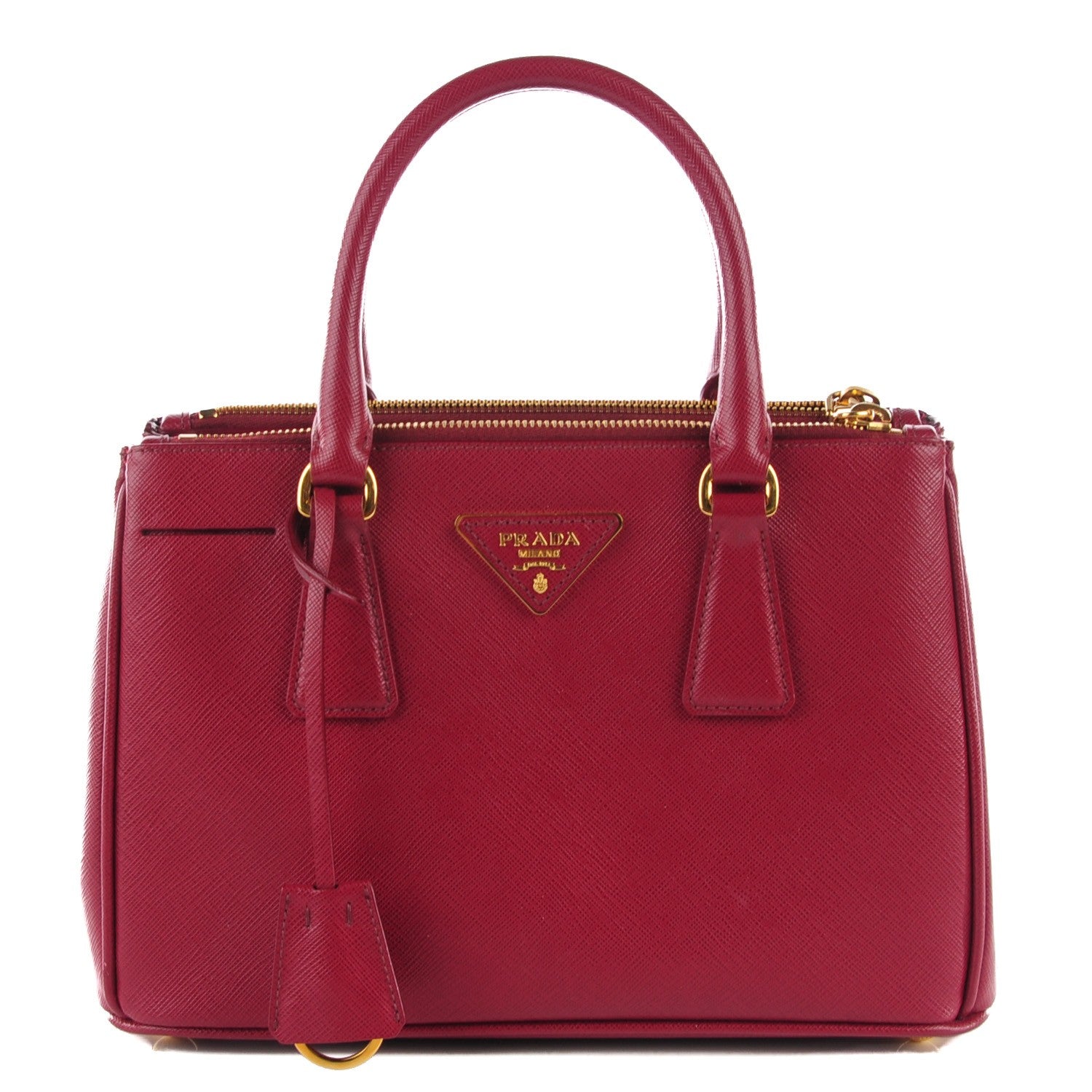 Prada Saffiano Mini Galleria Double Zip Tote Cerise 1 of 11