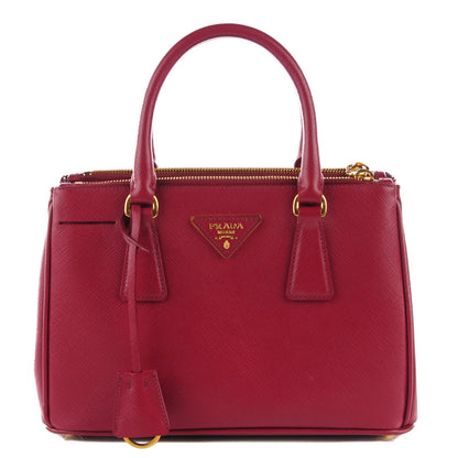 Prada Saffiano Mini Galleria Double Zip Tote Cerise 1 of 11