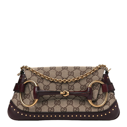 Gucci Monogram Studded Horsebit Clutch Bordeaux 1 of 10