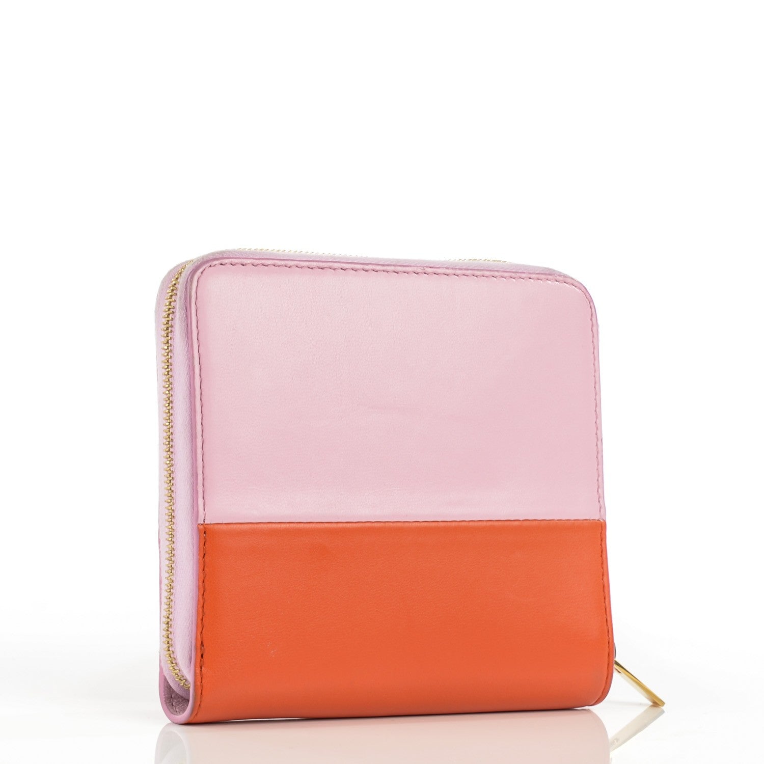 Celine Lambskin Zip Around Compact Wallet Pink Burnt Orange 4 of 10