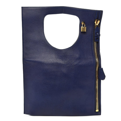 Tom Ford Calfskin Large Alix Padlock Zip Shoulder Bag Cobalt 4 of 10