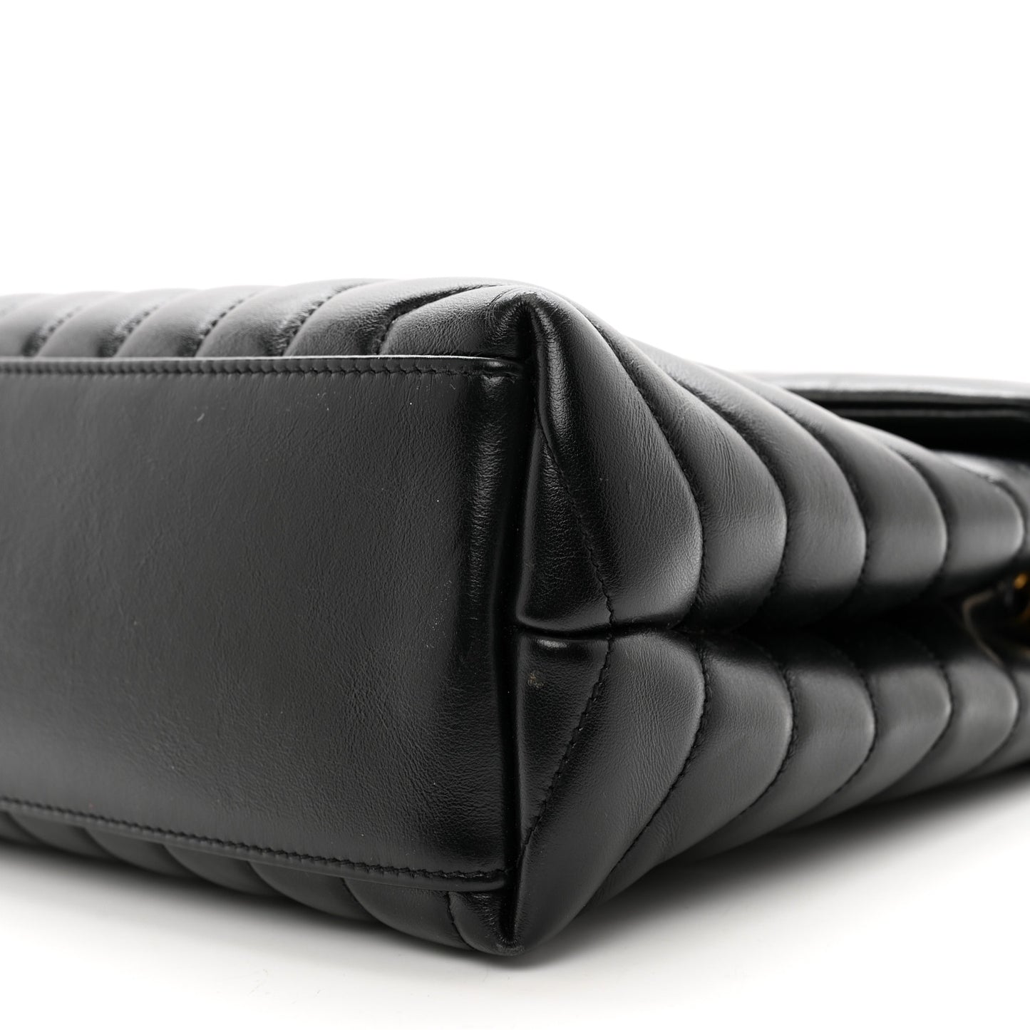 Calfskin Y Quilted Monogram Medium Loulou Chain Satchel Black