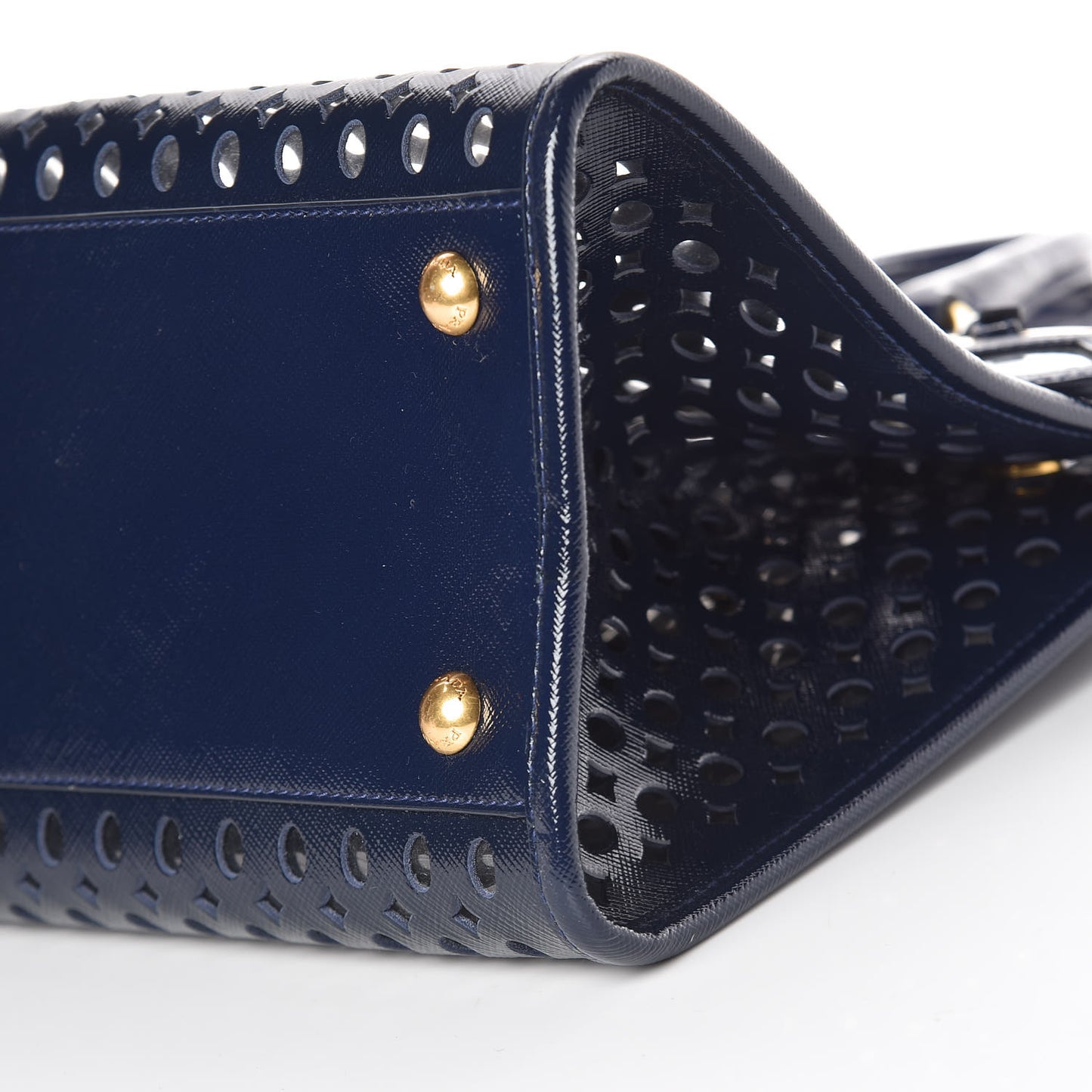 Saffiano Vernice Perforated Tote Royal