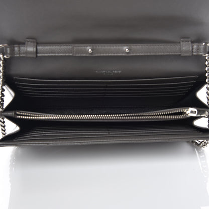 Saint Laurent Grain De Poudre Matelasse Chevron Monogram Chain Wallet Earth 5 of 9