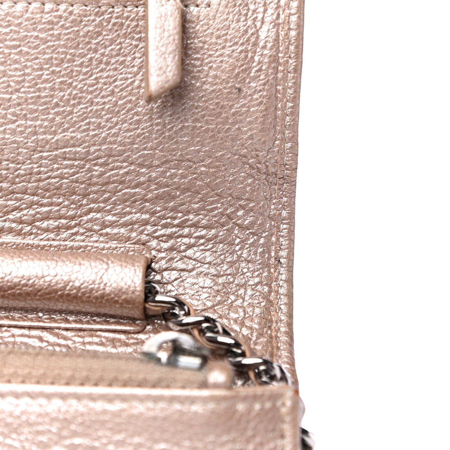 Metallic Goatskin Wallet On Chain WOC Gold
