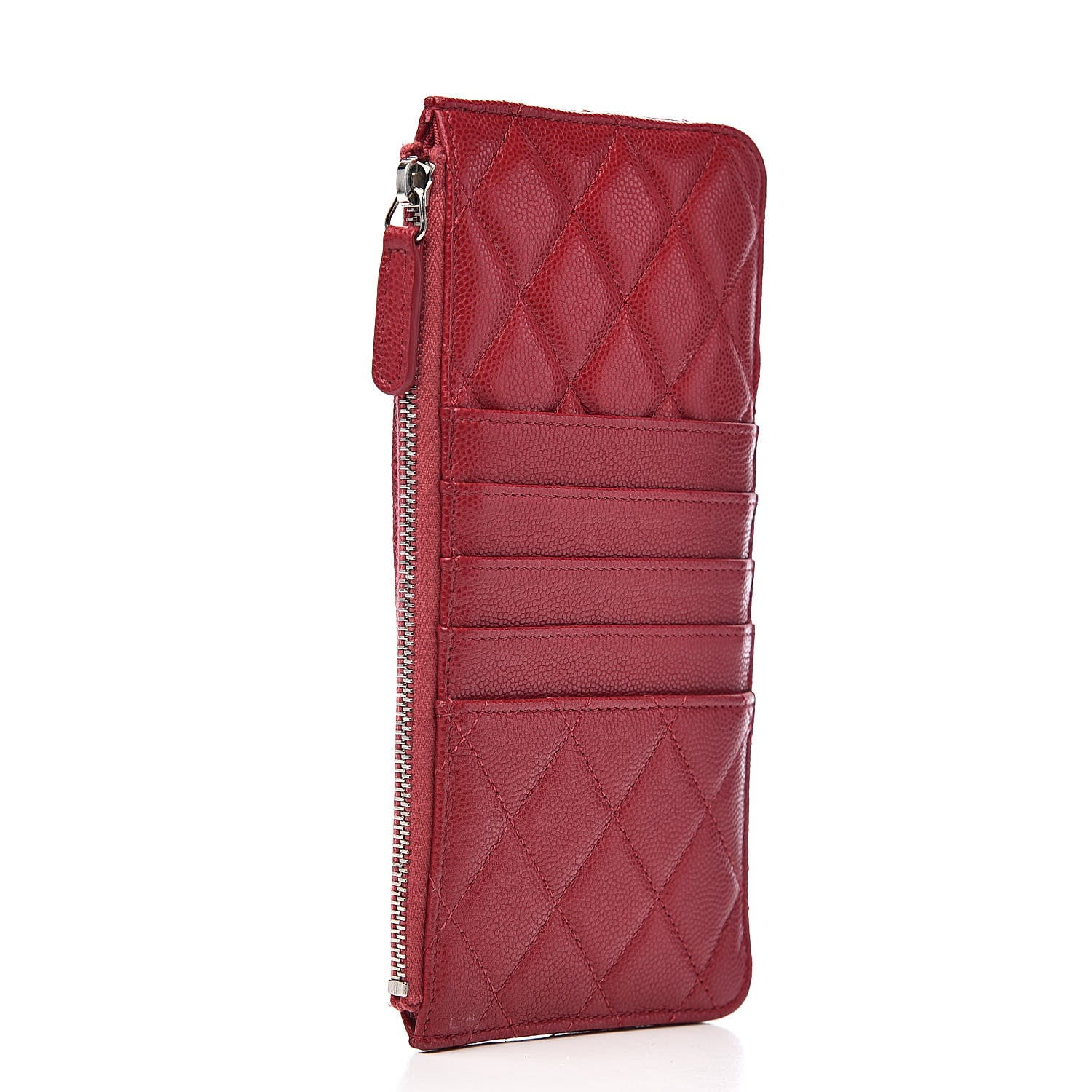 Chanel Caviar Quilted Classic Flat Wallet Pouch Red 3 of 8