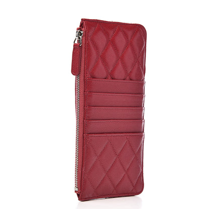 Chanel Caviar Quilted Classic Flat Wallet Pouch Red 3 of 8
