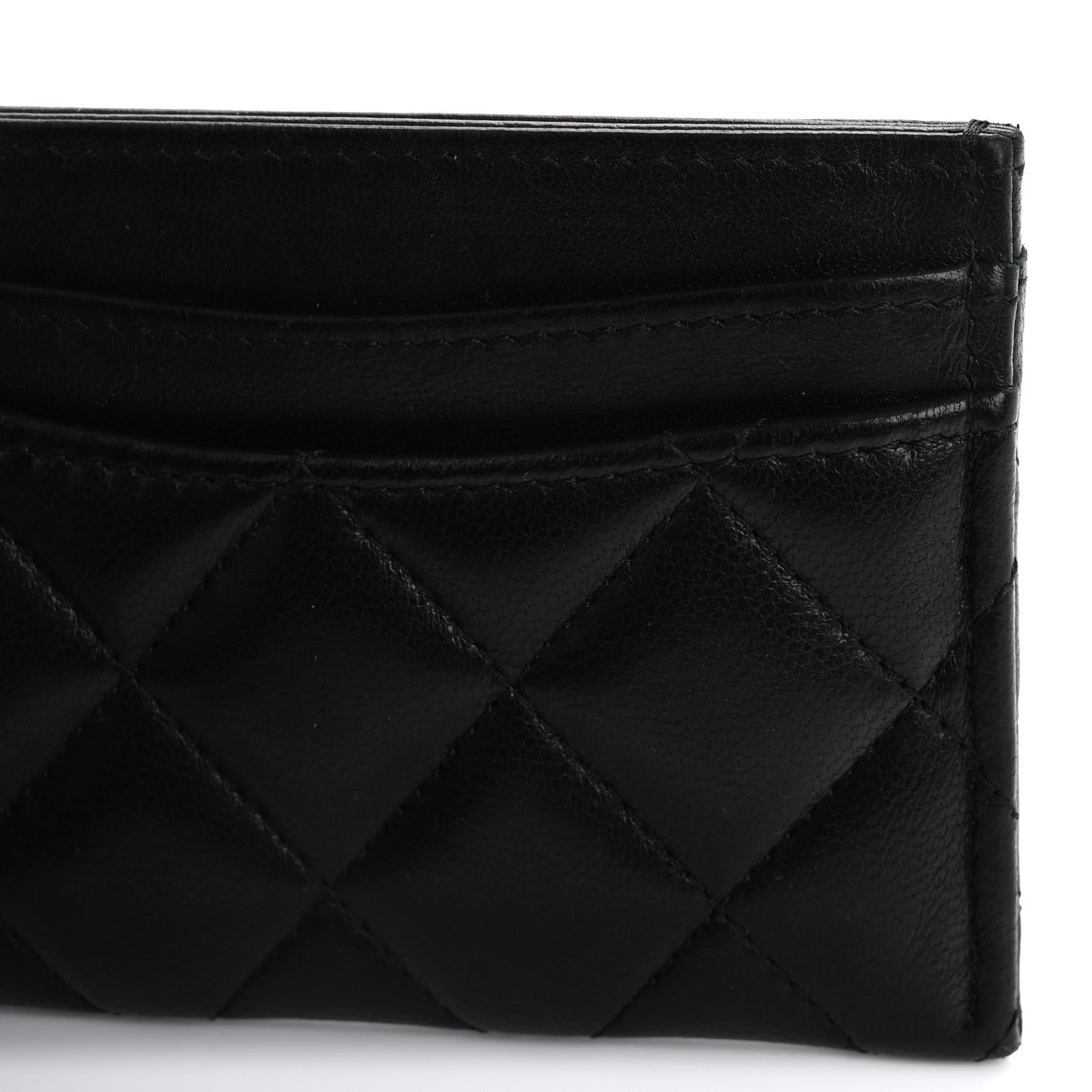 Lambskin Quilted Card Holder Black