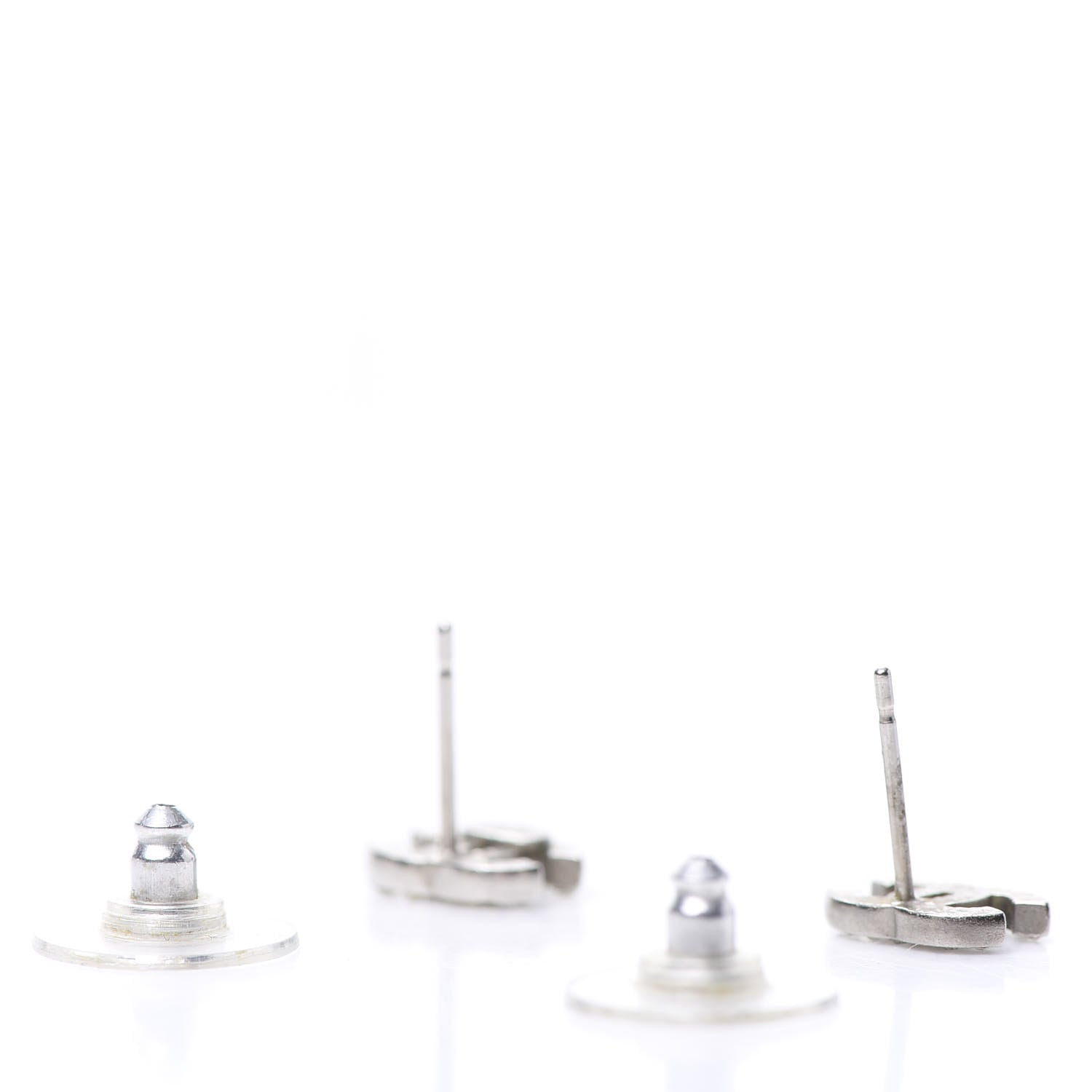 Chanel Crystal Timeless CC Earrings Silver 3 of 6