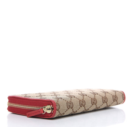 Gucci Monogram Dollar Calfskin Zip Around Wallet Beige Ebony Rosso 4 of 11