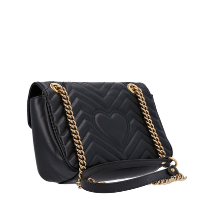 Gucci Calfskin Matelasse Small GG Marmont Shoulder Bag Black 3 of 11