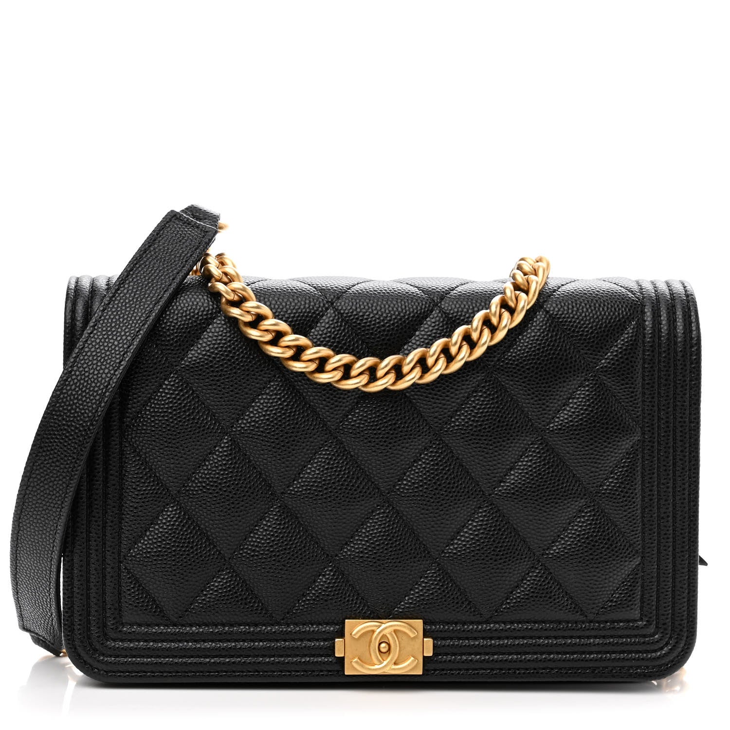 Chanel Caviar Quilted Boy Wallet On Chain WOC Black 1 of 12