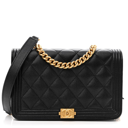Chanel Caviar Quilted Boy Wallet On Chain WOC Black 1 of 12