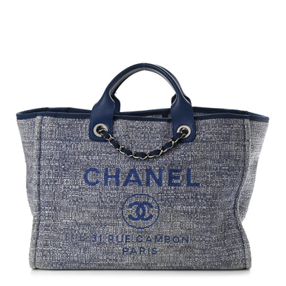 Chanel Woven Straw Raffia Medium Deauville Tote Blue 1 of 9