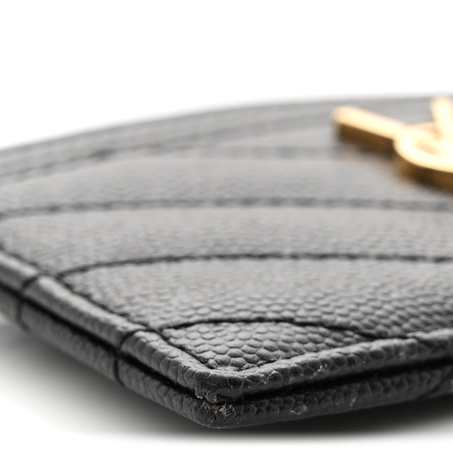 Grain De Poudre Matelasse Chevron Monogram Credit Card Case Black