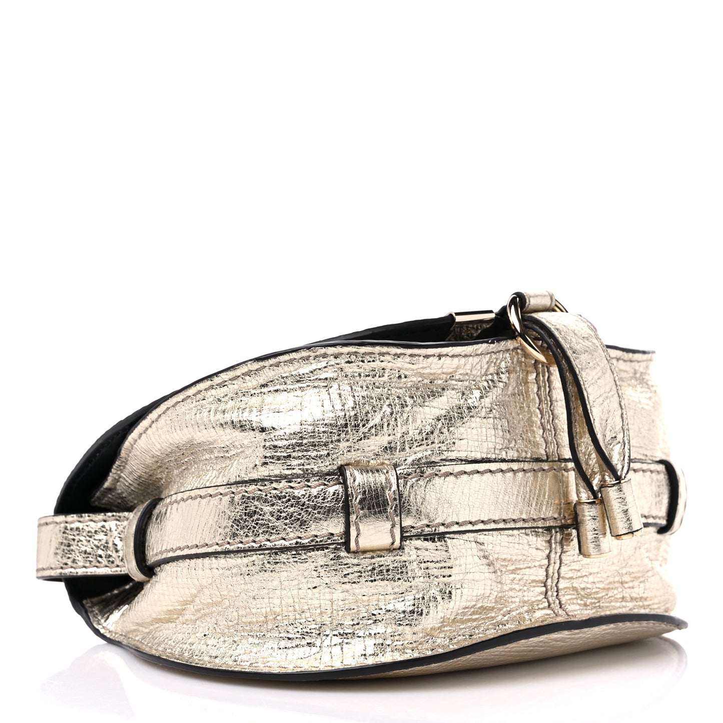 Metallic Calfskin Small Marcie Saddle Bag Gold
