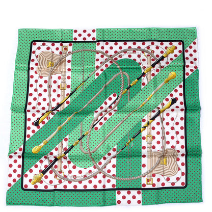 Hermes Silk Clic Clac A Pois Scarf 70 Vert Vif Bordeaux Menthe 2 of 6