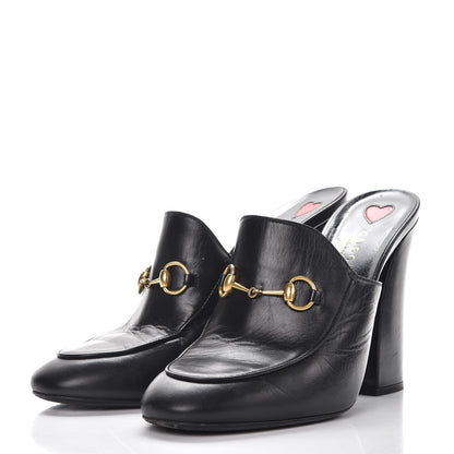 Gucci Malaga Kid Horsebit Princetown High Heel Mules 40 Black 3 of 11