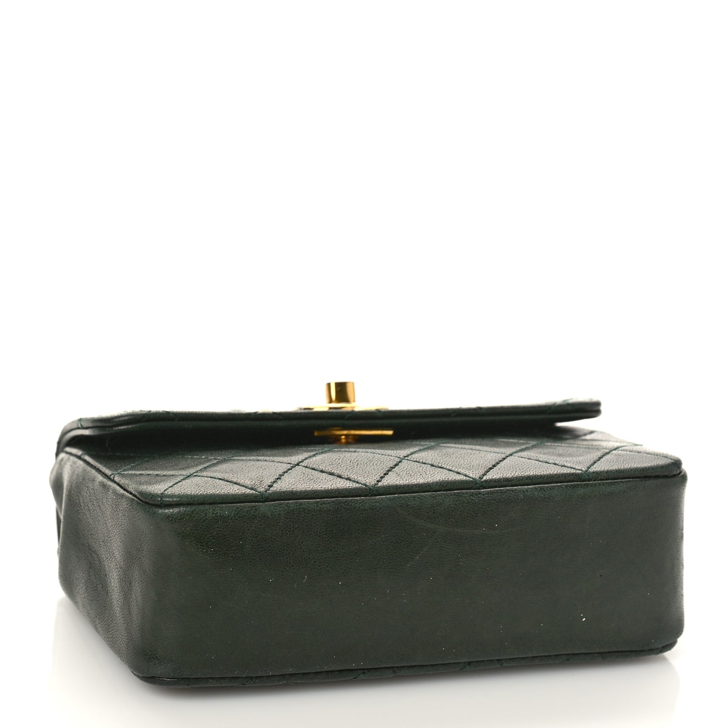 Lambskin Quilted Extra Mini Square Flap Green