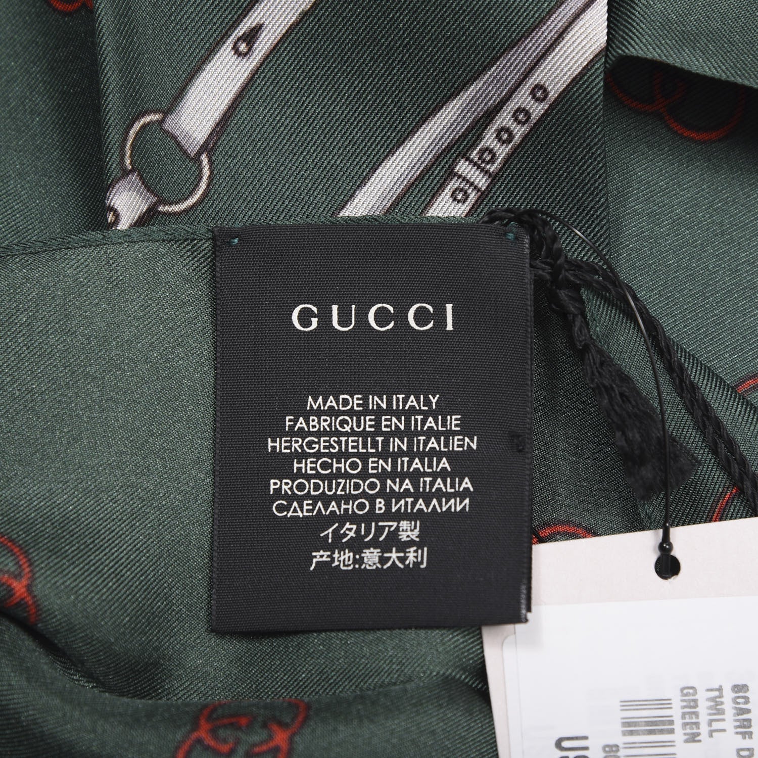 Gucci Silk Twill Double Logos Scarf Green 4 of 5