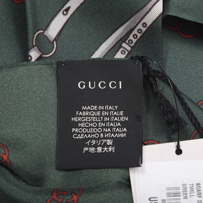 Gucci Silk Twill Double Logos Scarf Green 4 of 5