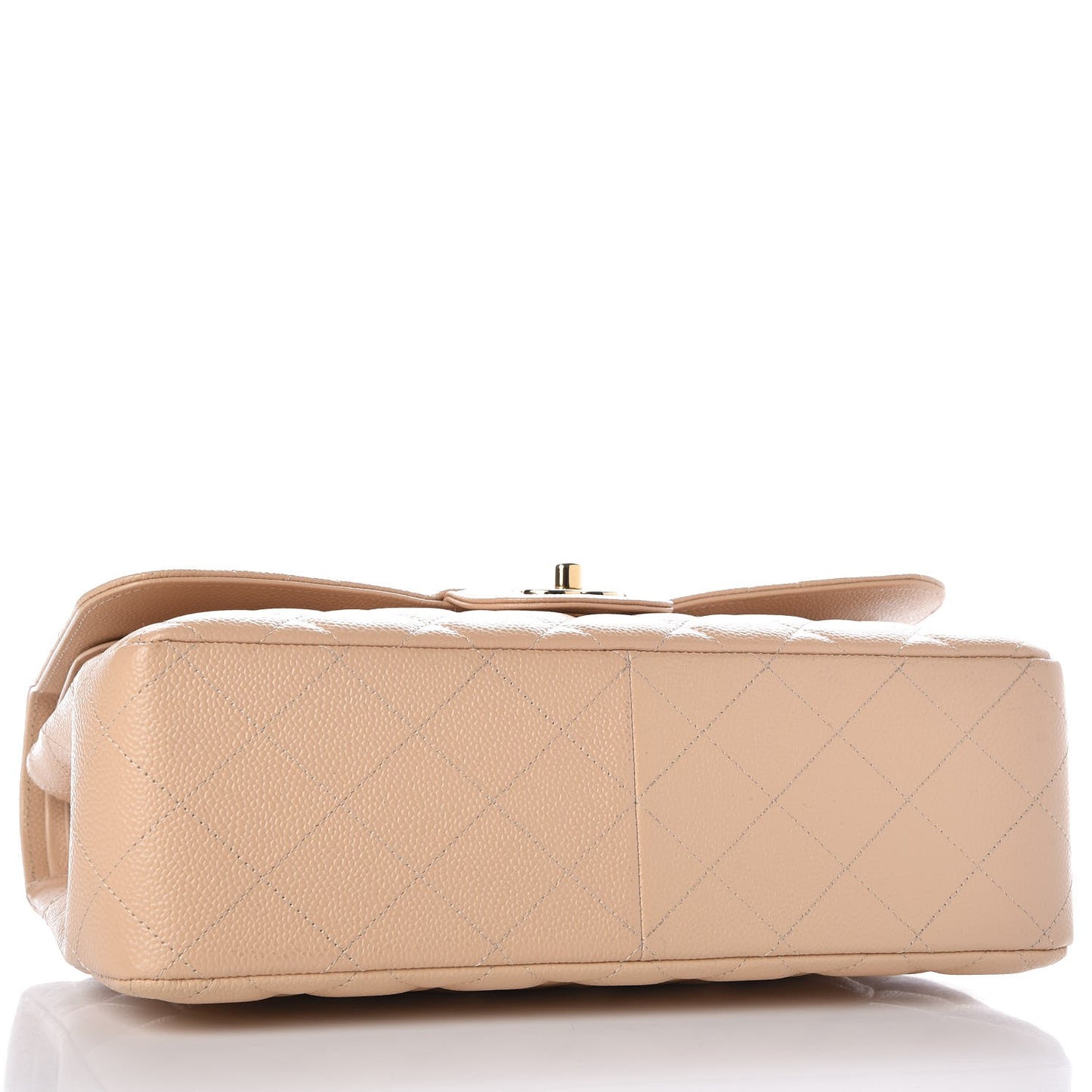 Caviar Quilted Jumbo Double Flap Beige