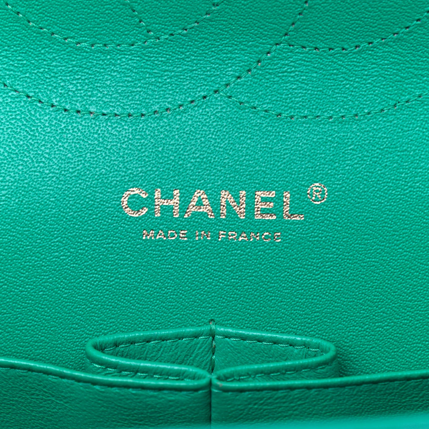 Lambskin Quilted Jumbo Double Flap Green