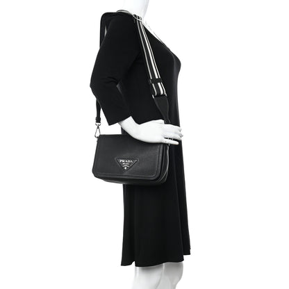 Prada Vitello Daino Soft Flap Crossbody Black 2 of 10