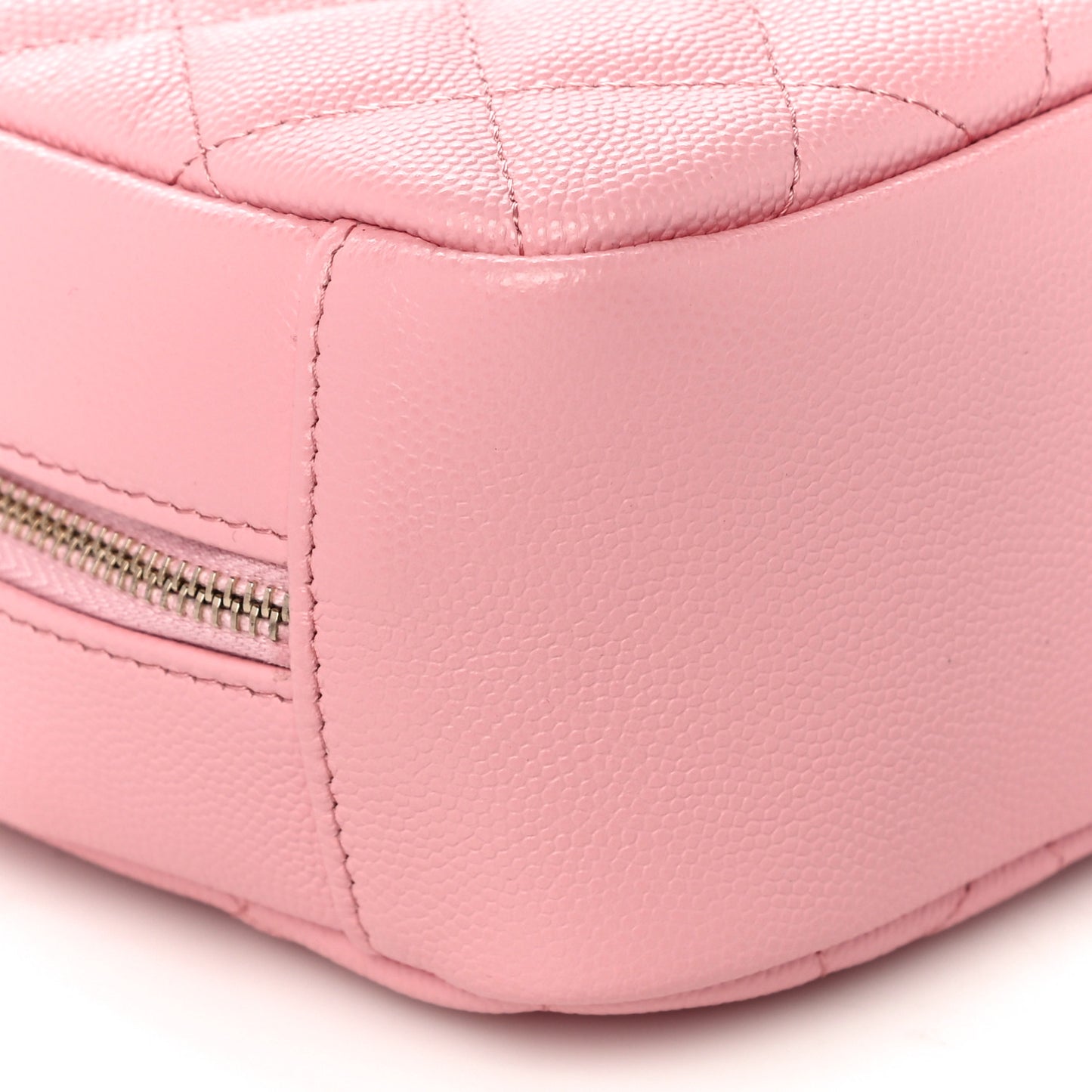 Caviar Quilted Medium Curvy Pouch Cosmetic Case Light Pink