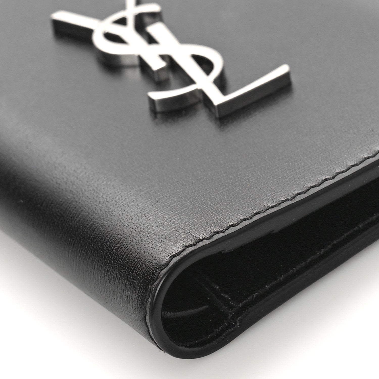 Saint Laurent Smooth Calfskin Cassandre Credit Card Wallet Black 7 of 9
