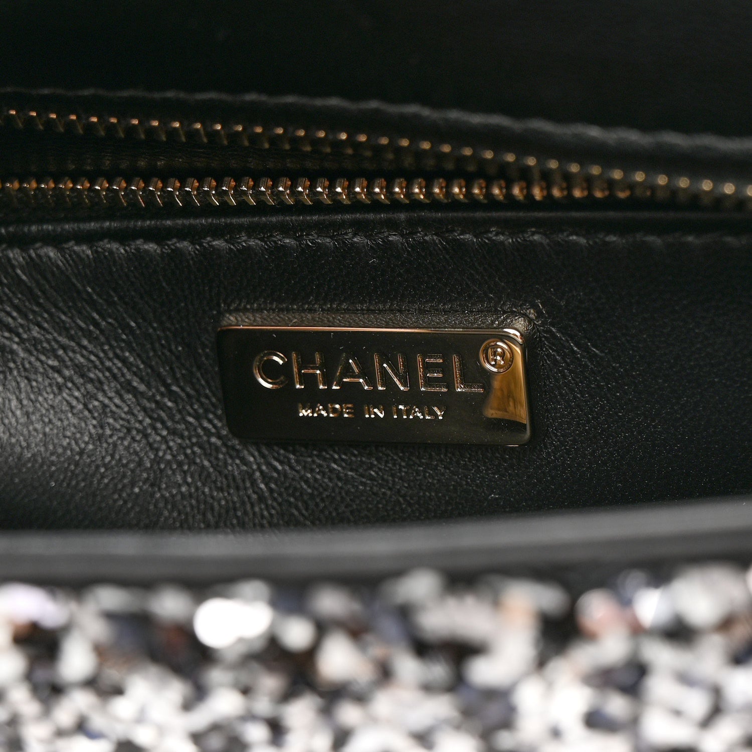 CHANEL シャネル Chanel Sequin Quilted Small Single Flap Black White Grey 1787845