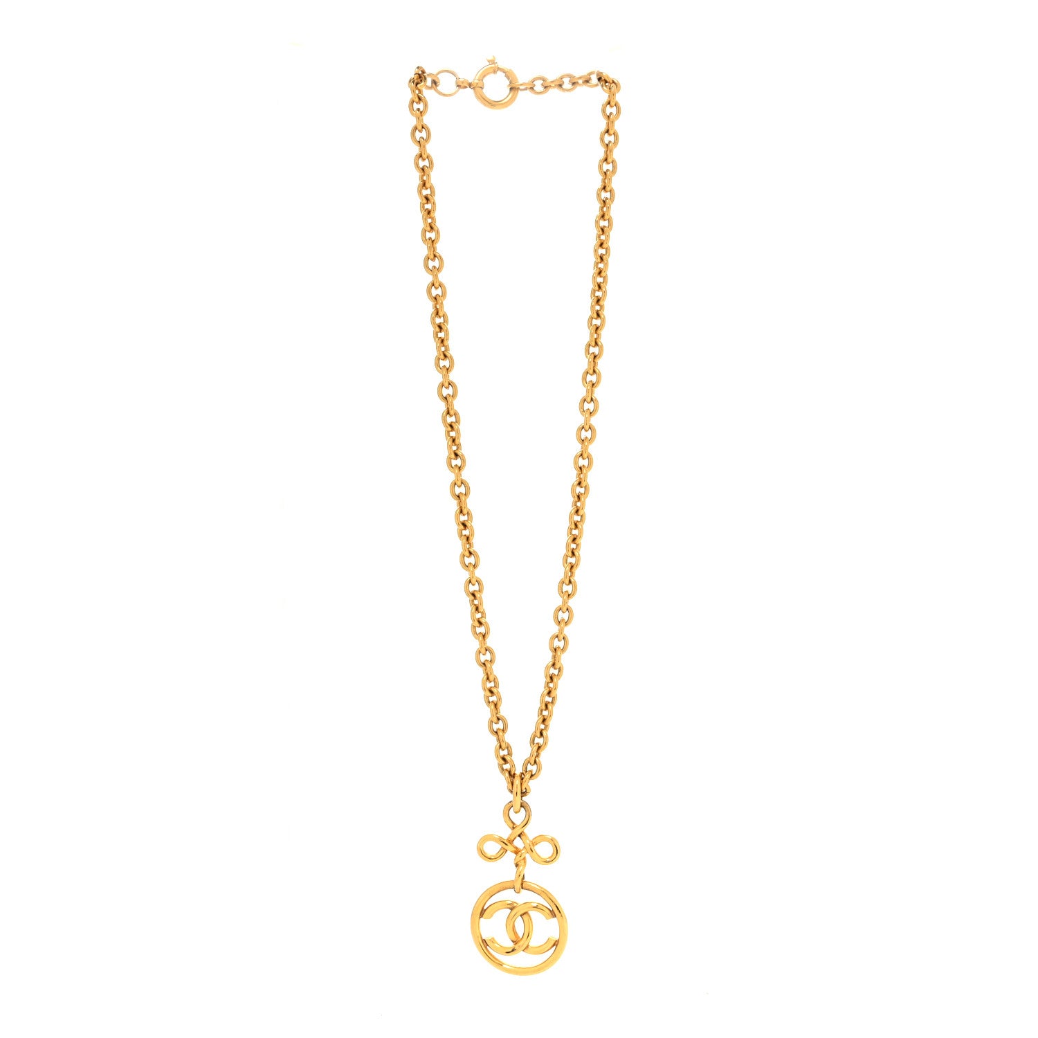 Chanel Metal CC Long Chain Pendant Necklace Gold 3 of 7
