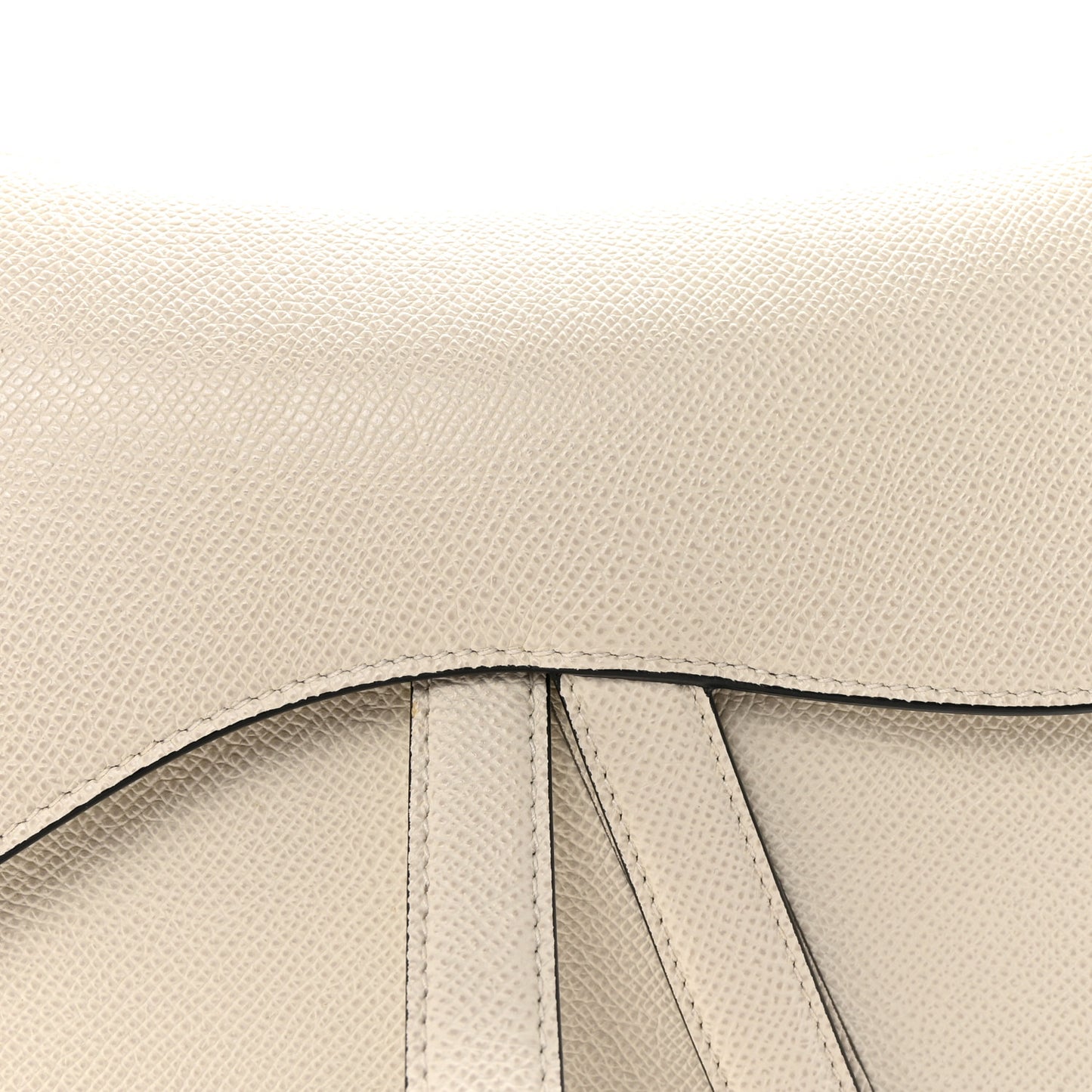 Grained Calfskin Saddle Bag White