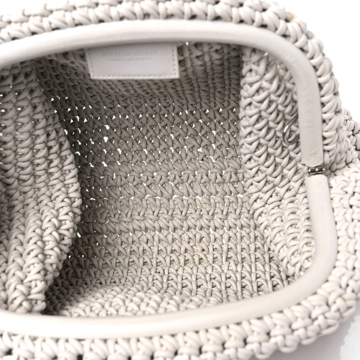 Calfskin Crochet Medium The Pouch Clutch Bianco