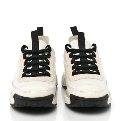 Chanel Velvet Calfskin Mixed Fibers CC Sneakers 38 Ivory Black 2 of 8