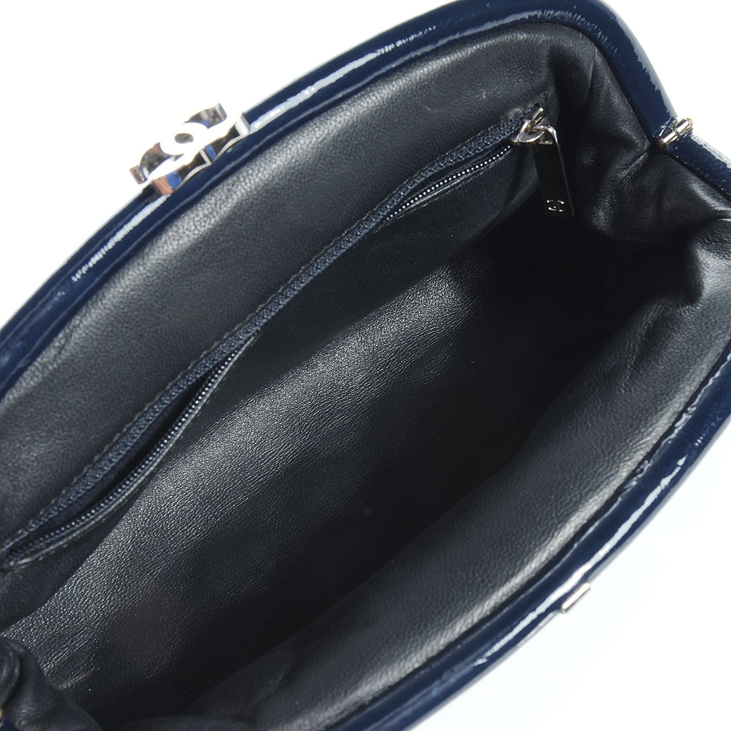Patent Quilted Timeless Clutch Navy