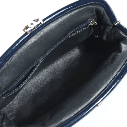 Chanel Patent Quilted Timeless Clutch Navy 5 of 7